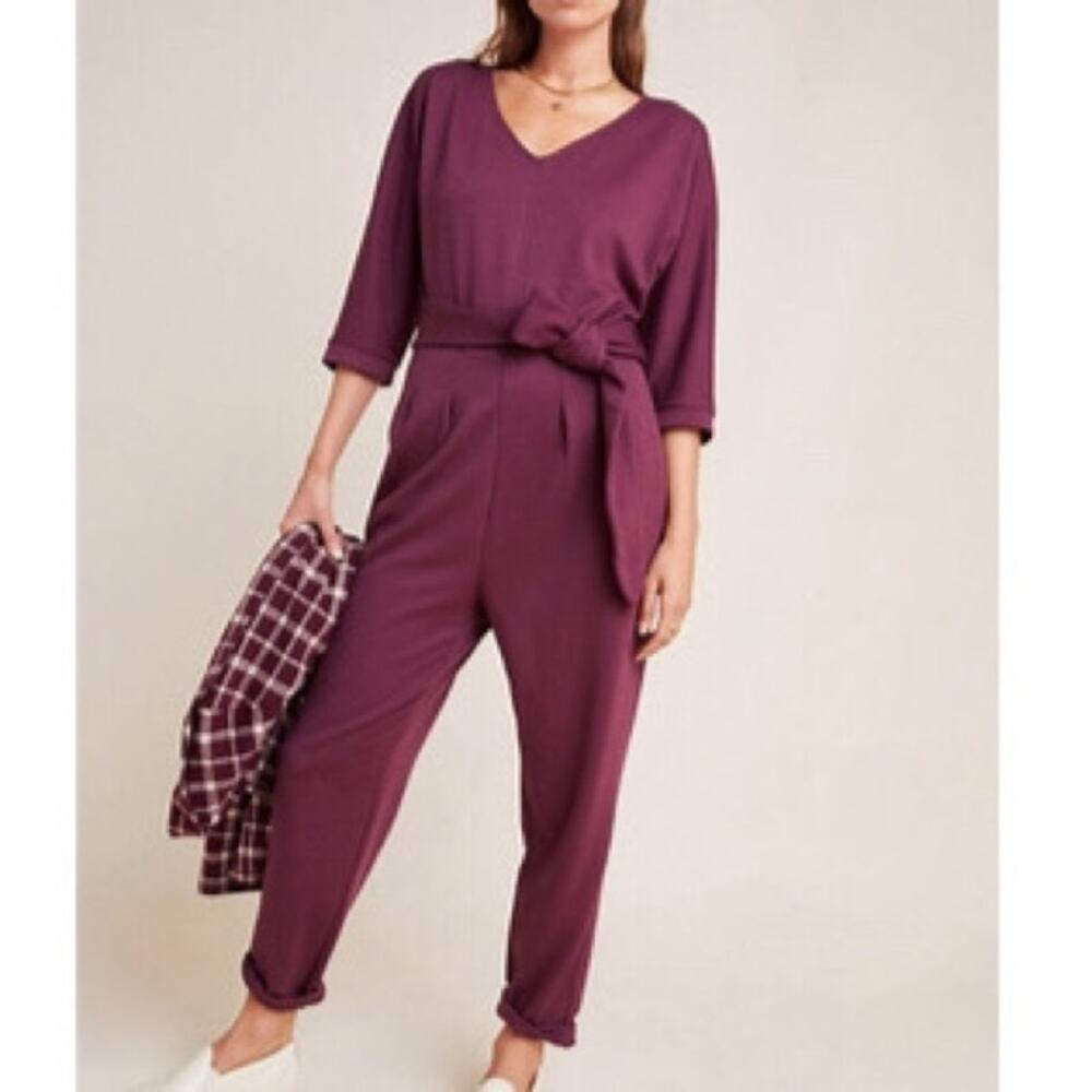 by Anthropologie Sutton Ponte Jumpsuit Romper Pantsuit Plum Wmn Sz Sm Minimalist